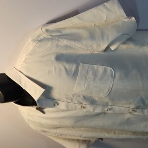 Seapointe men's casual button-down size XL cream grey shirt 67% modal soft